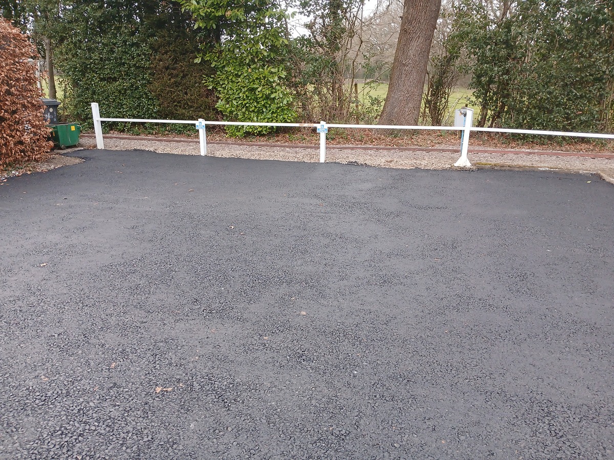 Disabled parking area freshly tarmaced 
